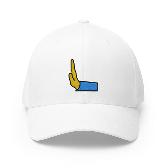 Leftwards Pushing Hand Emoji White Cap – Premium by Capmoji