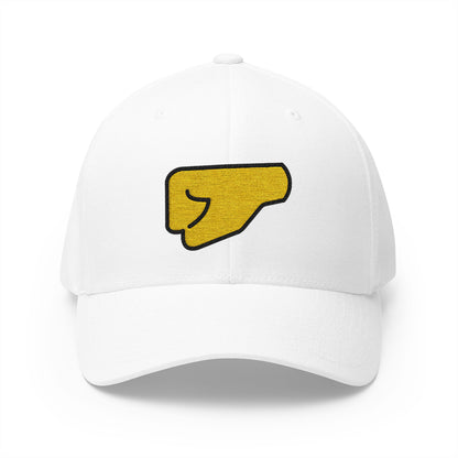 Left-Facing Fist Emoji White Cap – Premium by Capmoji