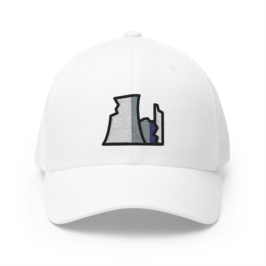 Nuclear Power Plant Ruin Emoji White Cap – Premium by Capmoji