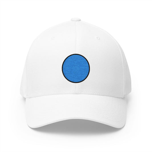 Blue Circle Emoji White Cap – Premium by Capmoji