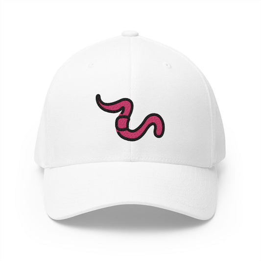 Worm Emoji White Cap – Premium by Capmoji