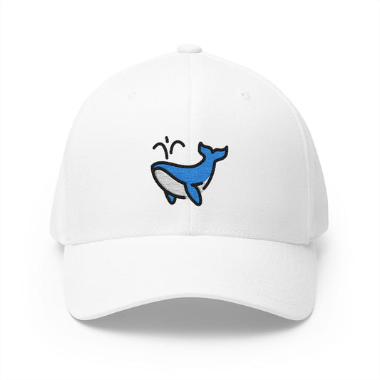 Spouting Whale Emoji White Cap – Premium by Capmoji