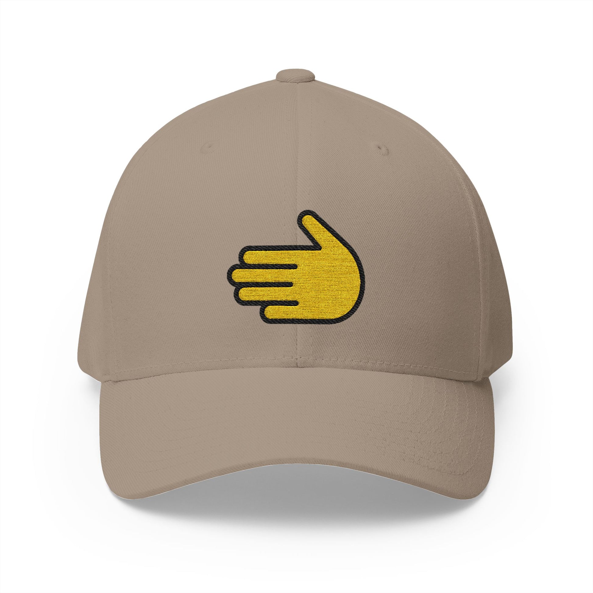 Leftwards Hand Emoji Khaki Cap – Premium by Capmoji