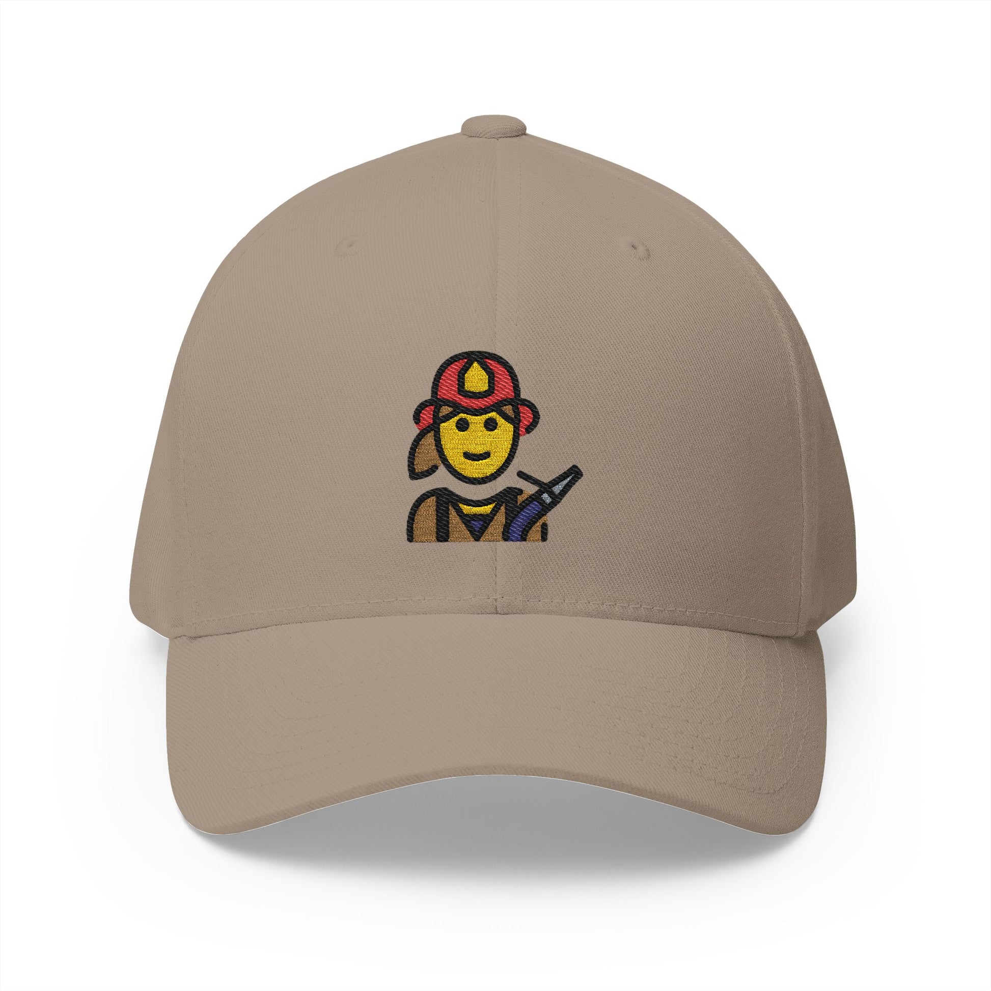 Woman Firefighter Emoji Khaki Cap – Premium by Capmoji