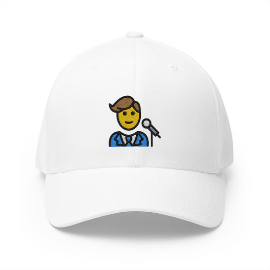 Man Singer Emoji White Cap – Premium by Capmoji