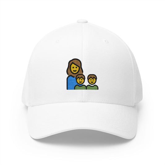Family: Woman, Boy, Boy Emoji White Cap – Premium by Capmoji