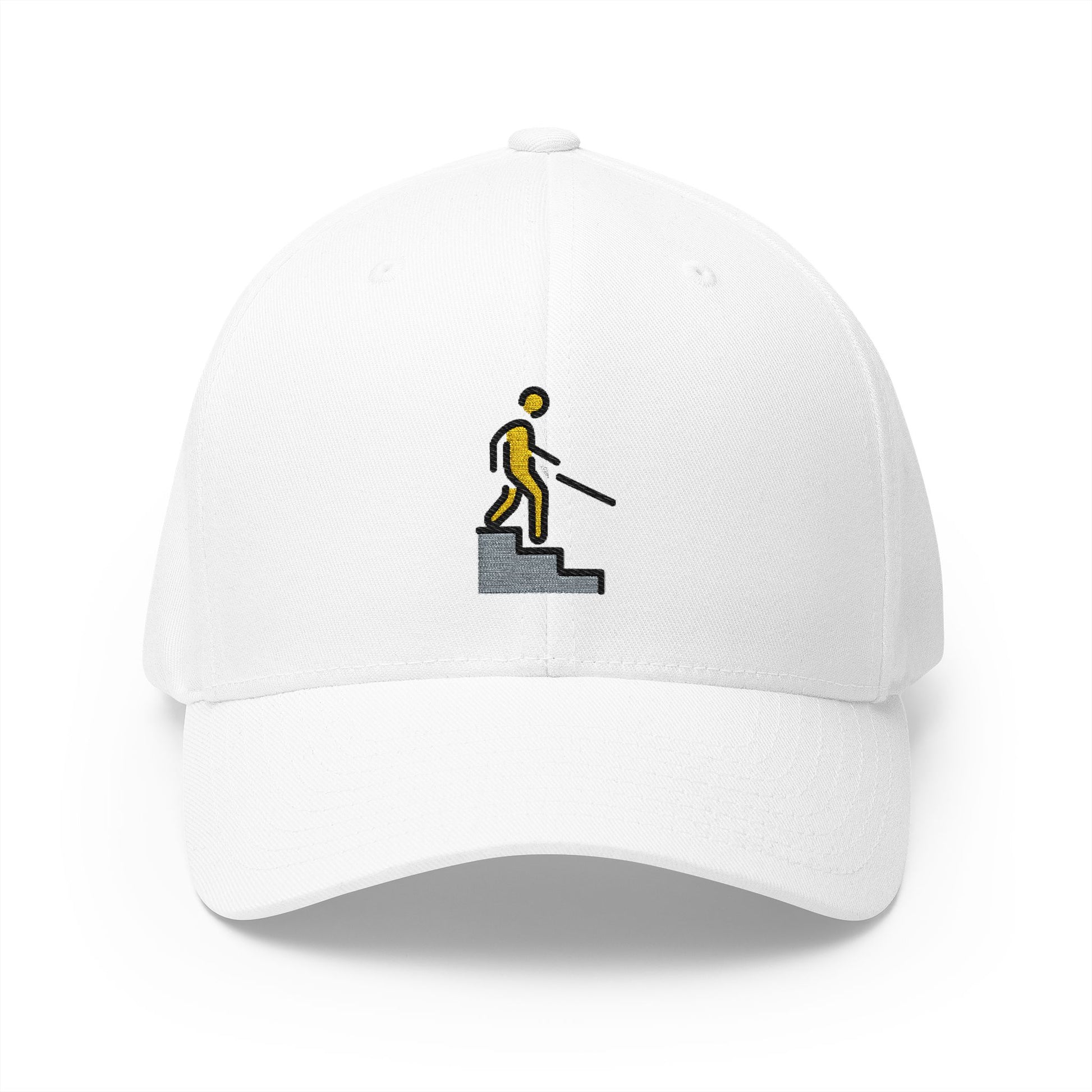 Evacuate Downstairs Emoji White Cap – Premium by Capmoji