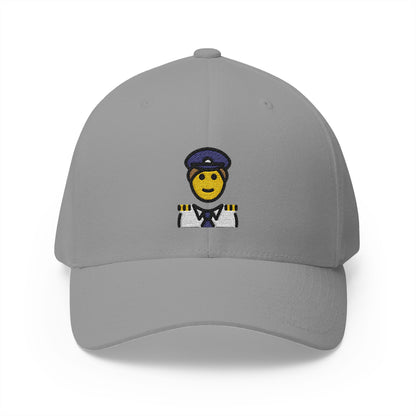Man Pilot Emoji Grey Cap – Premium by Capmoji