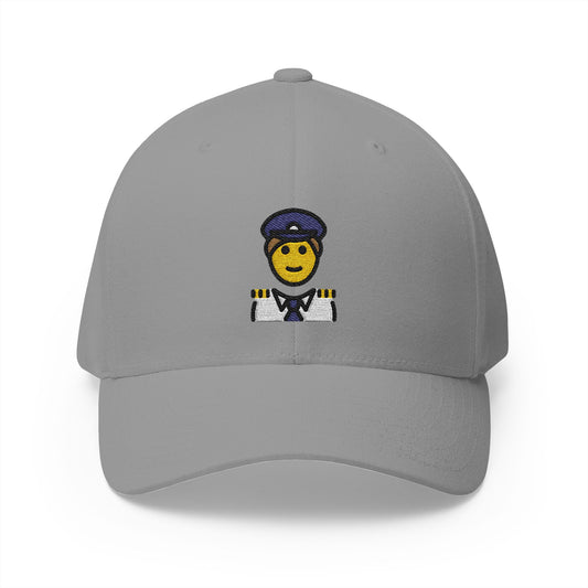 Man Pilot Emoji Grey Cap – Premium by Capmoji