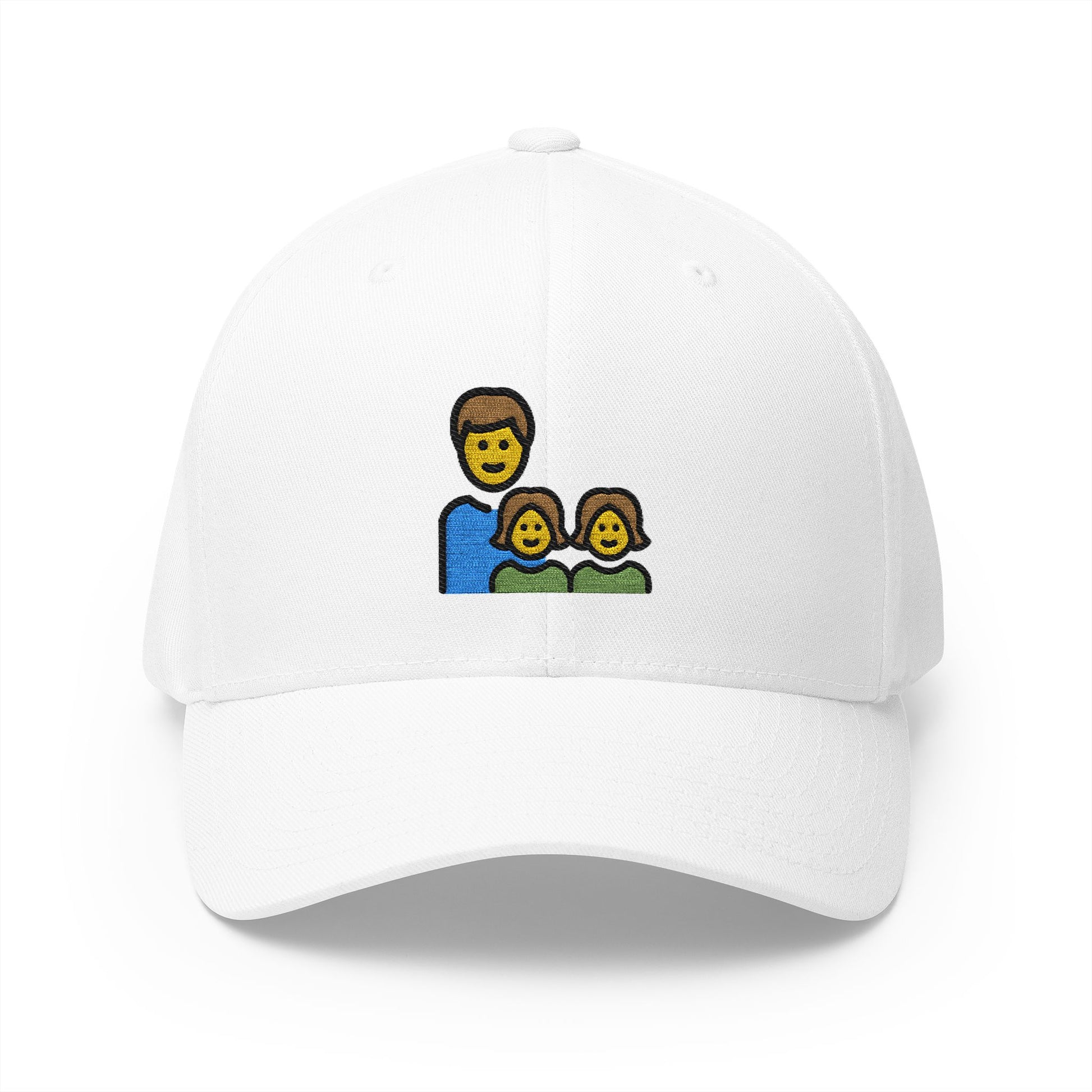 Family: Man, Girl, Girl Emoji White Cap – Premium by Capmoji