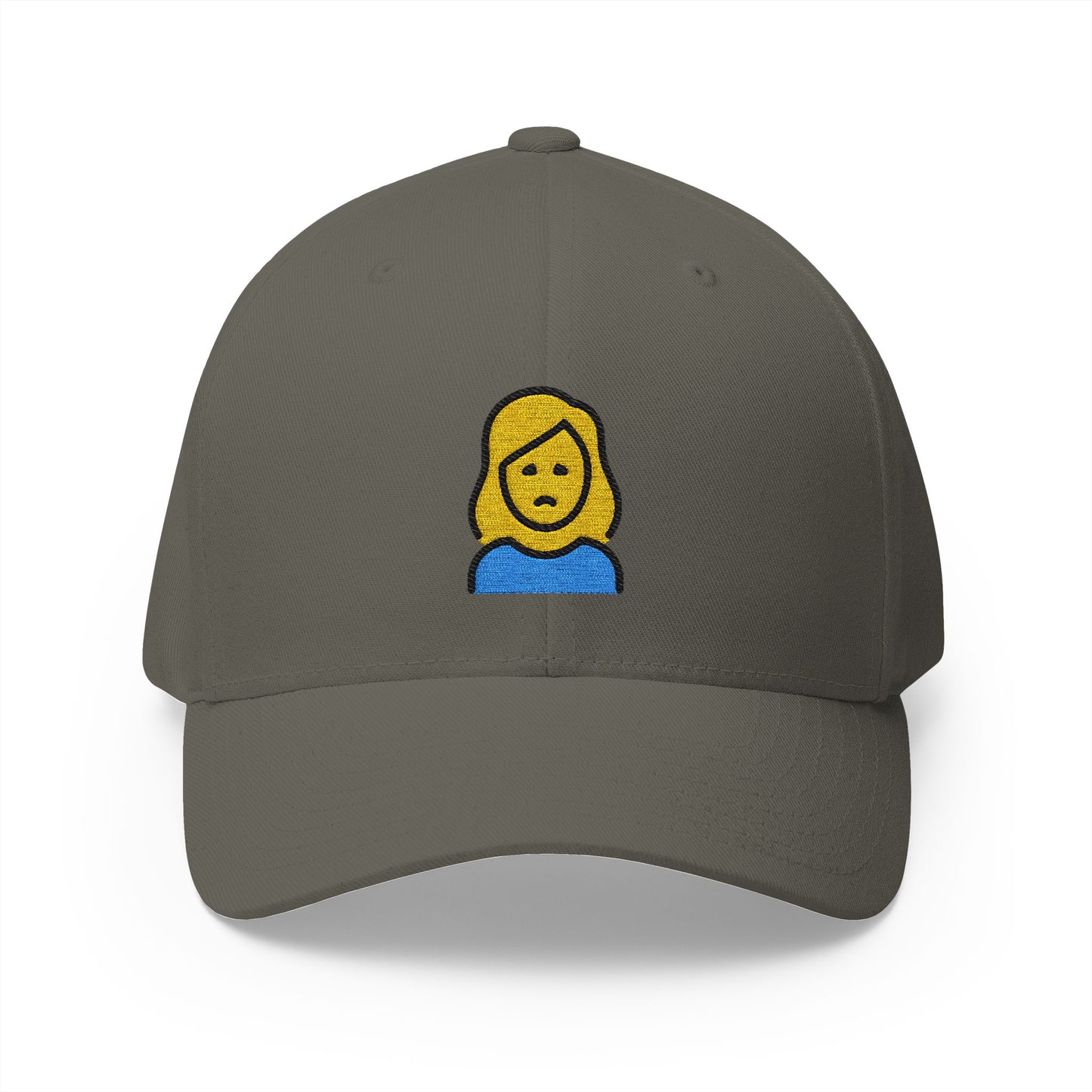 Woman Frowning Emoji Olive Cap – Premium by Capmoji
