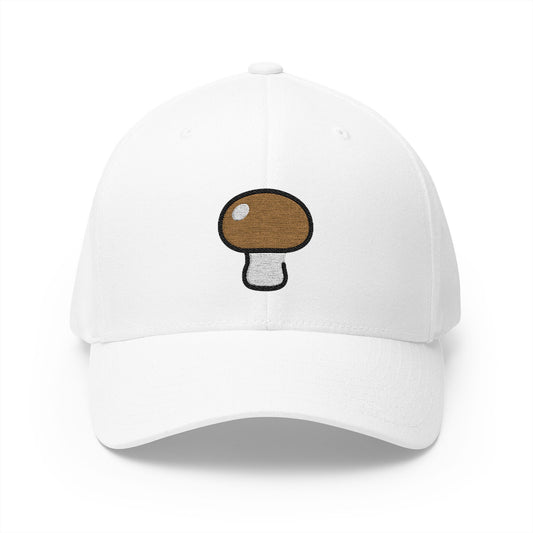 Brown Mushroom Emoji White Cap – Premium by Capmoji