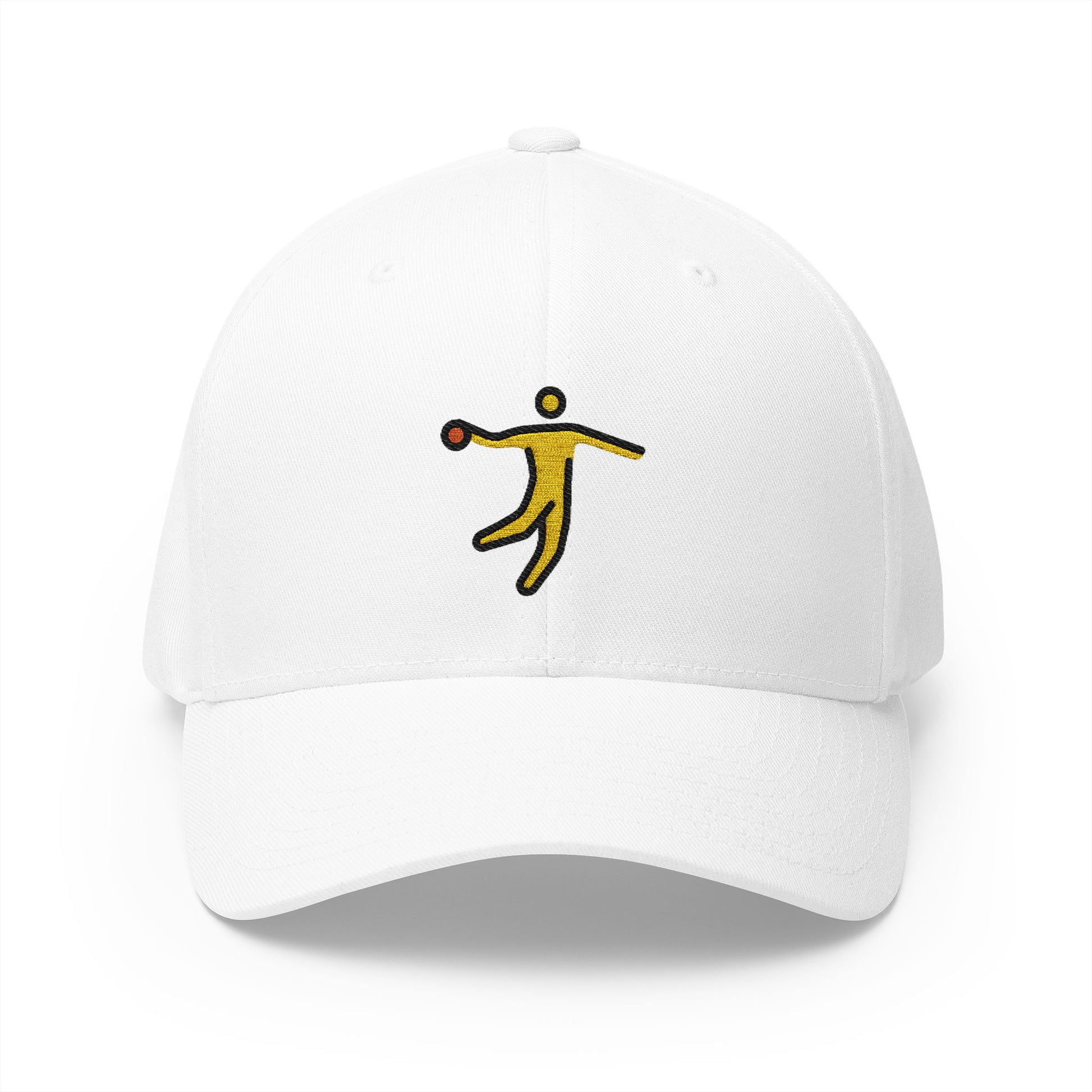 Man Playing Handball Emoji White Cap – Premium by Capmoji