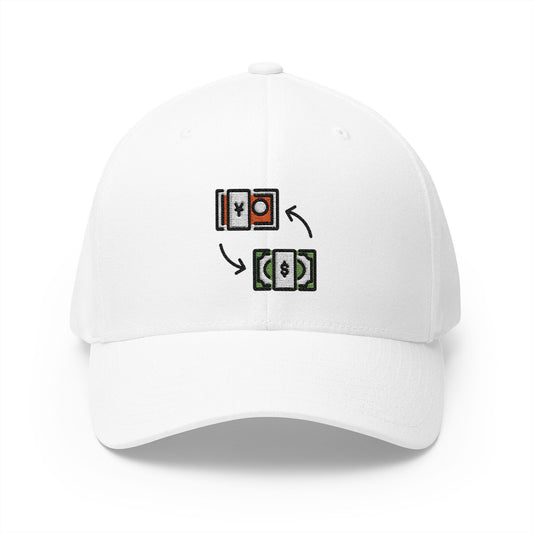 Currency Exchange Emoji White Cap – Premium by Capmoji