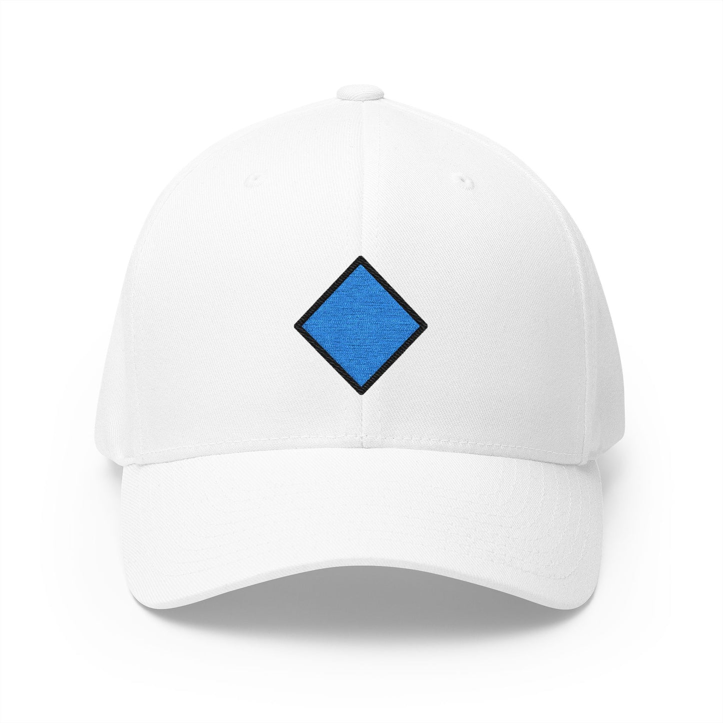 Small Blue Diamond Emoji White Cap – Premium by Capmoji