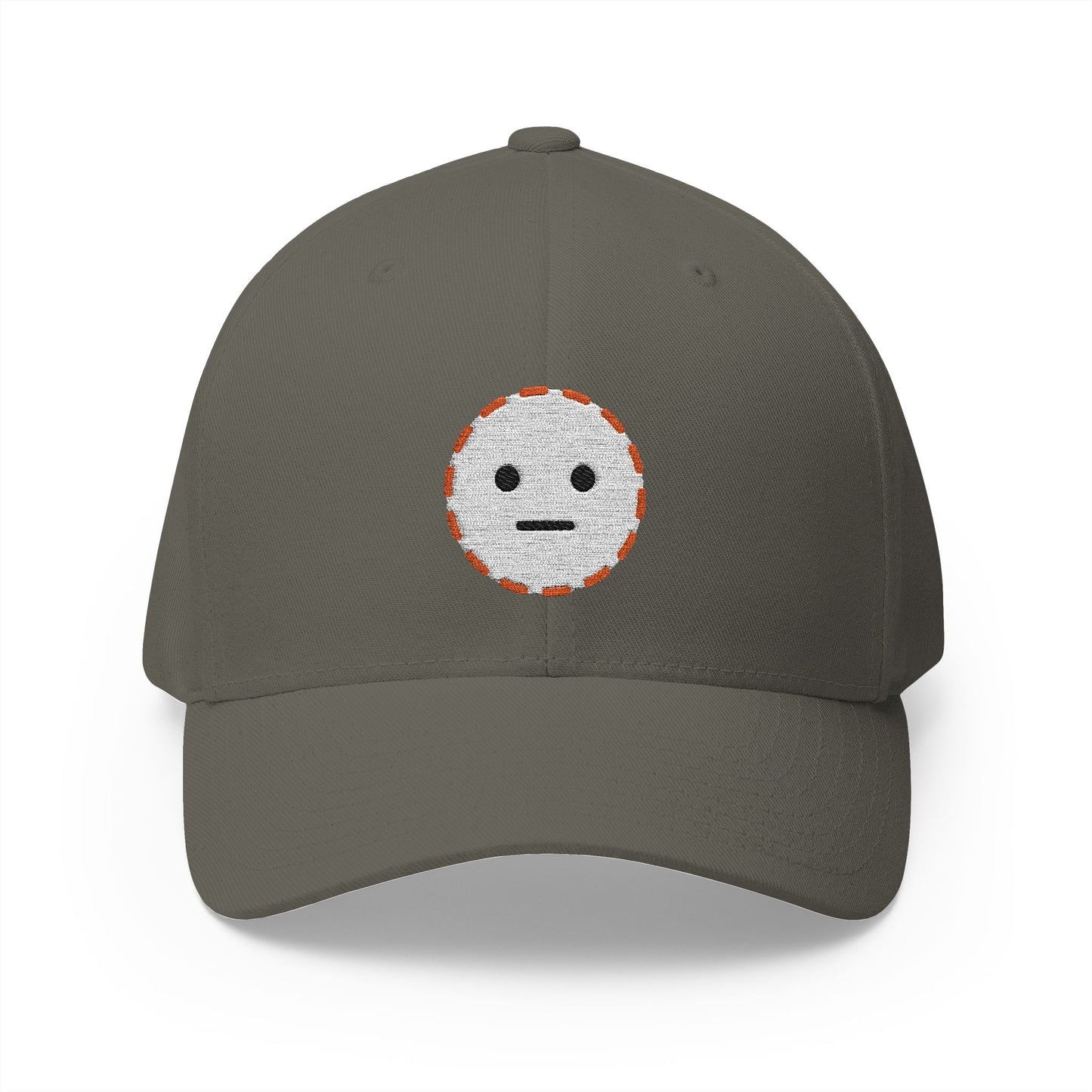 Dotted Line Face Emoji Olive Cap – Premium by Capmoji