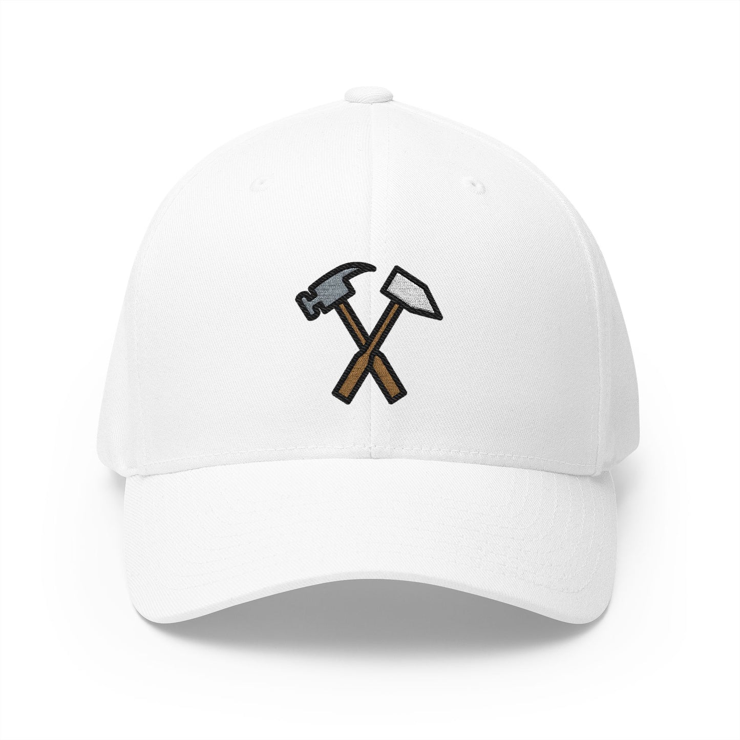 Hammer And Pick Emoji White Cap – Premium by Capmoji