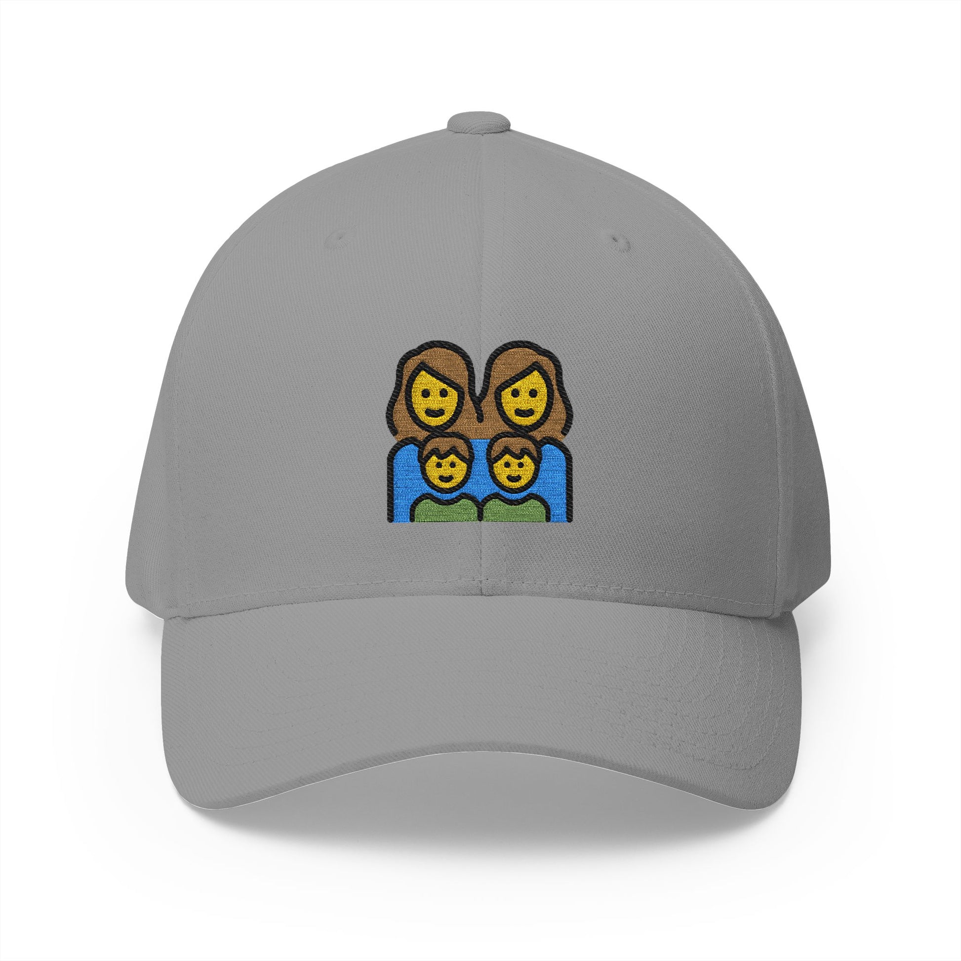 Family: Woman, Woman, Boy, Boy Emoji Grey Cap – Premium by Capmoji