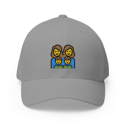 Family: Woman, Woman, Boy, Boy Emoji Grey Cap – Premium by Capmoji