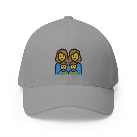 Family: Woman, Woman, Boy, Boy Emoji Grey Cap – Premium by Capmoji