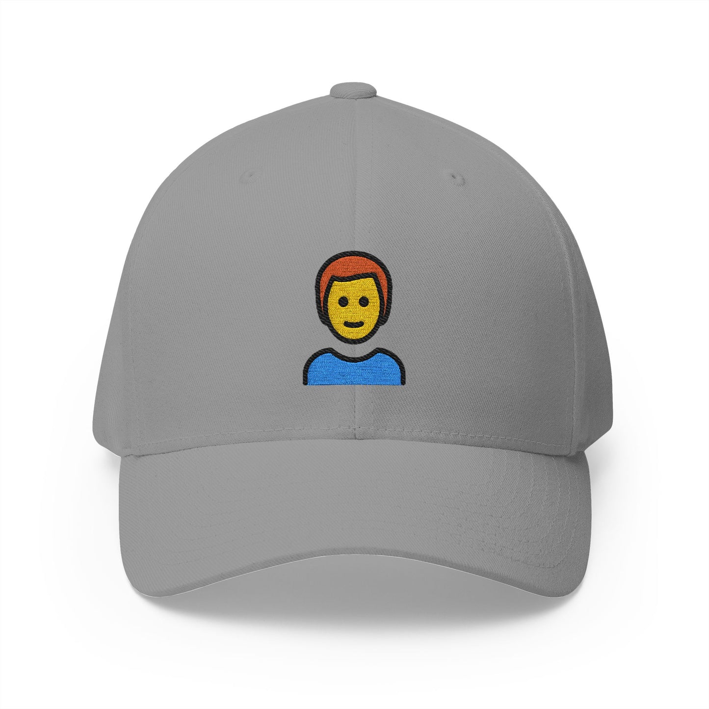 Man: Red Hair Emoji Grey Cap – Premium by Capmoji