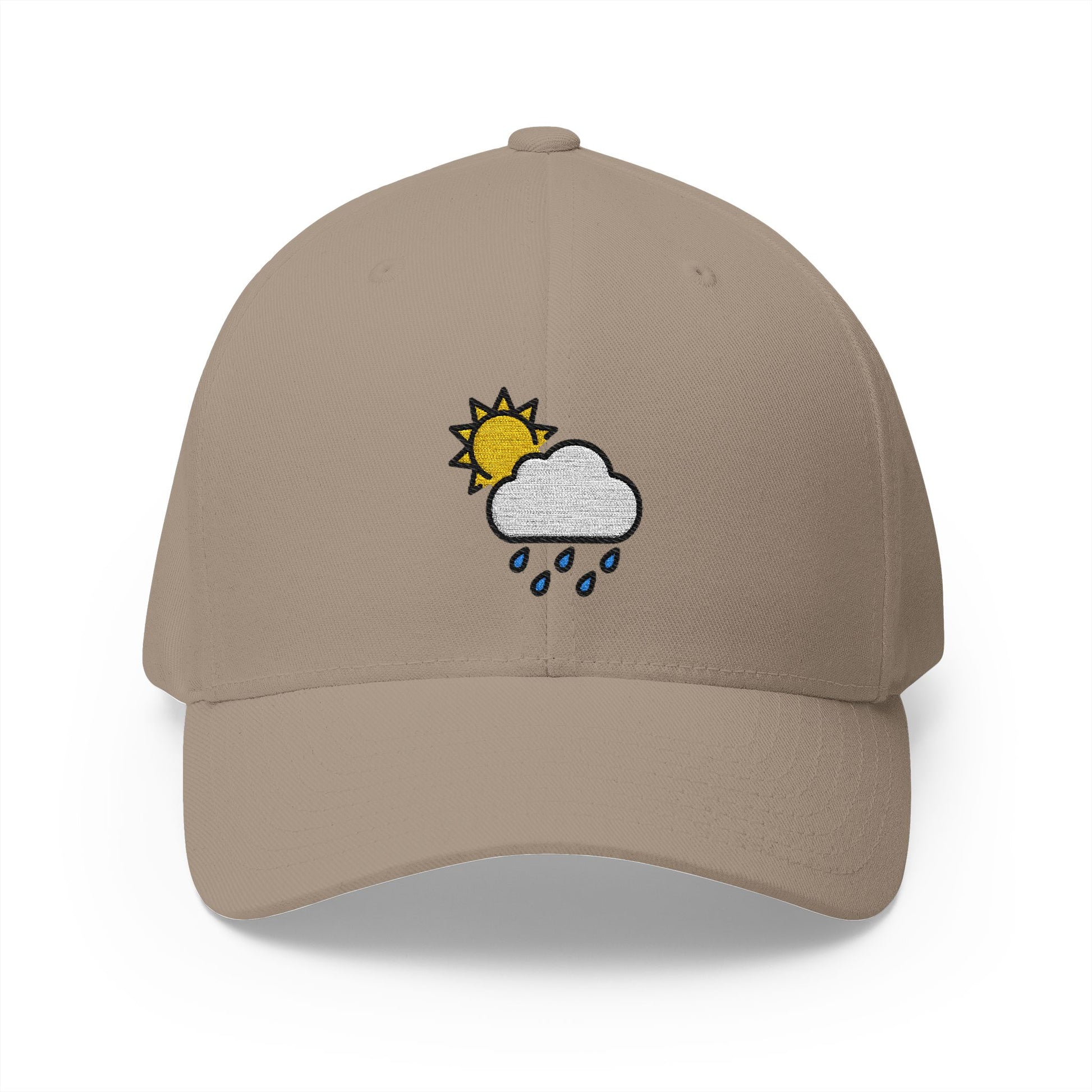 Sun Behind Rain Cloud Emoji Khaki Cap – Premium by Capmoji
