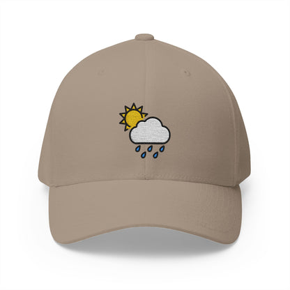 Sun Behind Rain Cloud Emoji Khaki Cap – Premium by Capmoji
