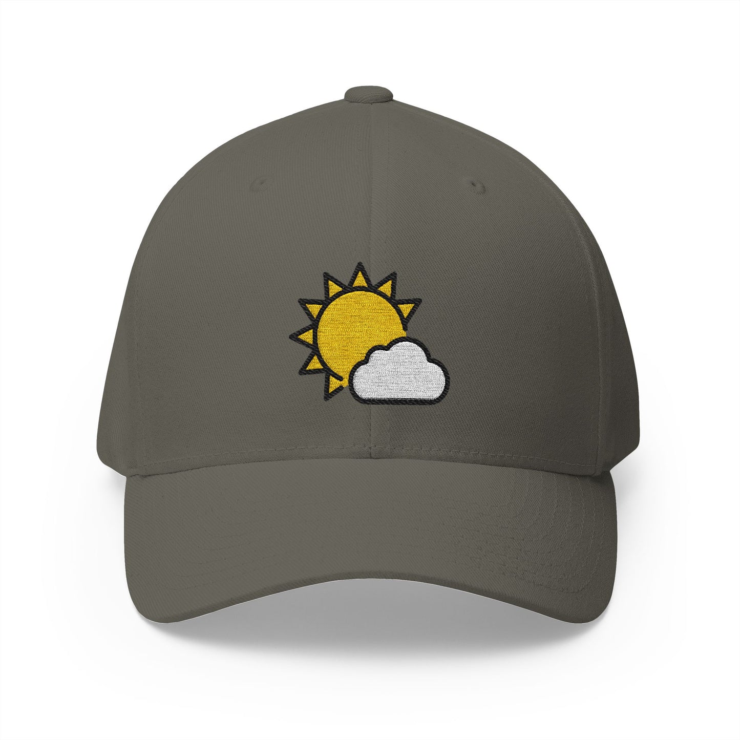 Sun Behind Small Cloud Emoji Olive Cap – Premium by Capmoji