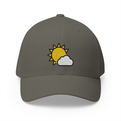 Sun Behind Small Cloud Emoji Olive Cap – Premium by Capmoji