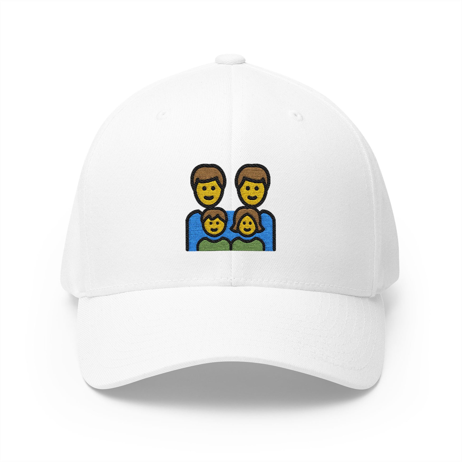 Family: Man, Man, Girl, Boy Emoji White Cap – Premium by Capmoji