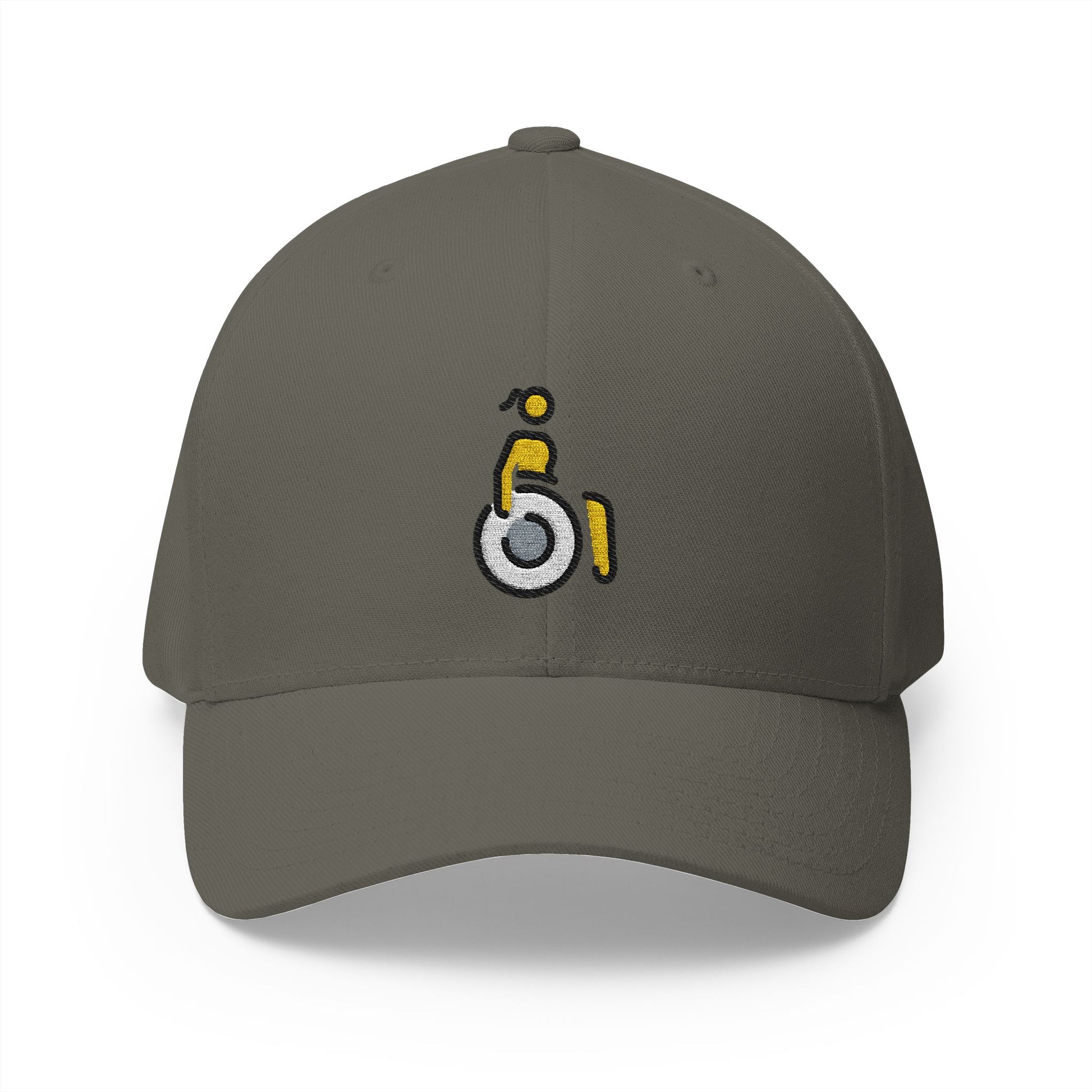 Woman In Manual Wheelchair: Facing Right Emoji Olive Cap – Premium by Capmoji