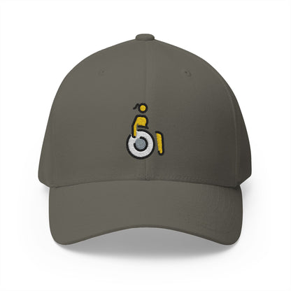Woman In Manual Wheelchair: Facing Right Emoji Olive Cap – Premium by Capmoji