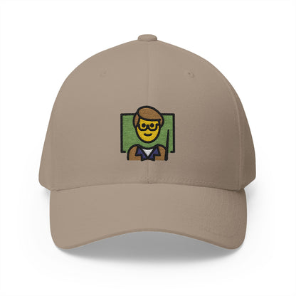 Man Teacher Emoji Khaki Cap – Premium by Capmoji