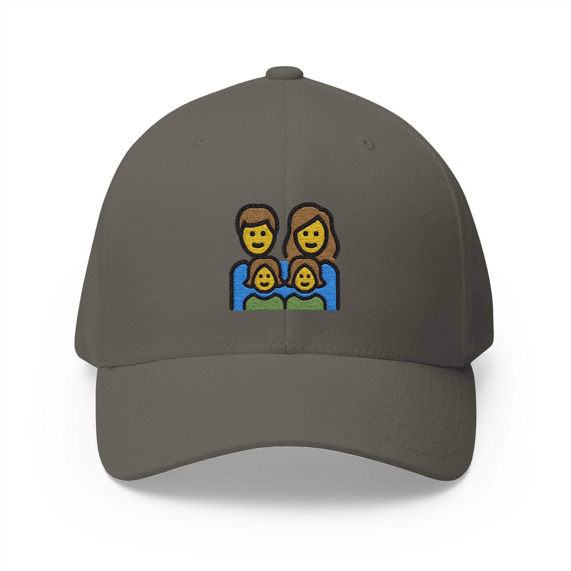 Family: Man, Woman, Girl, Girl Emoji Olive Cap – Premium by Capmoji