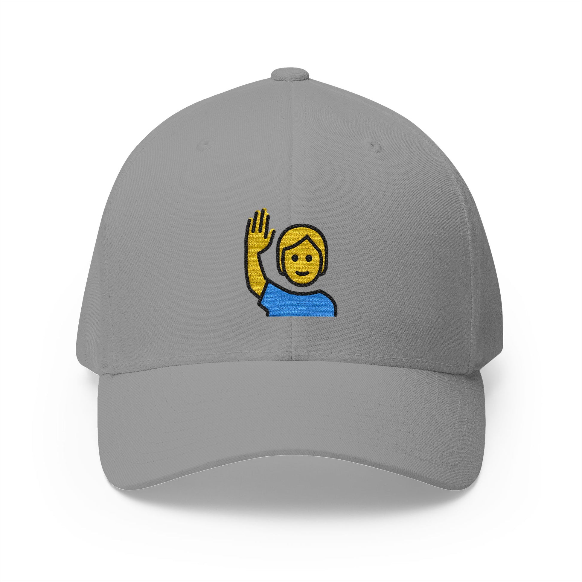 Person Raising Hand Emoji Grey Cap – Premium by Capmoji