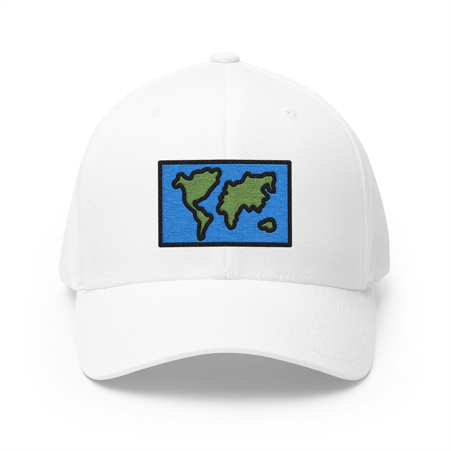 World Map Emoji White Cap – Premium by Capmoji