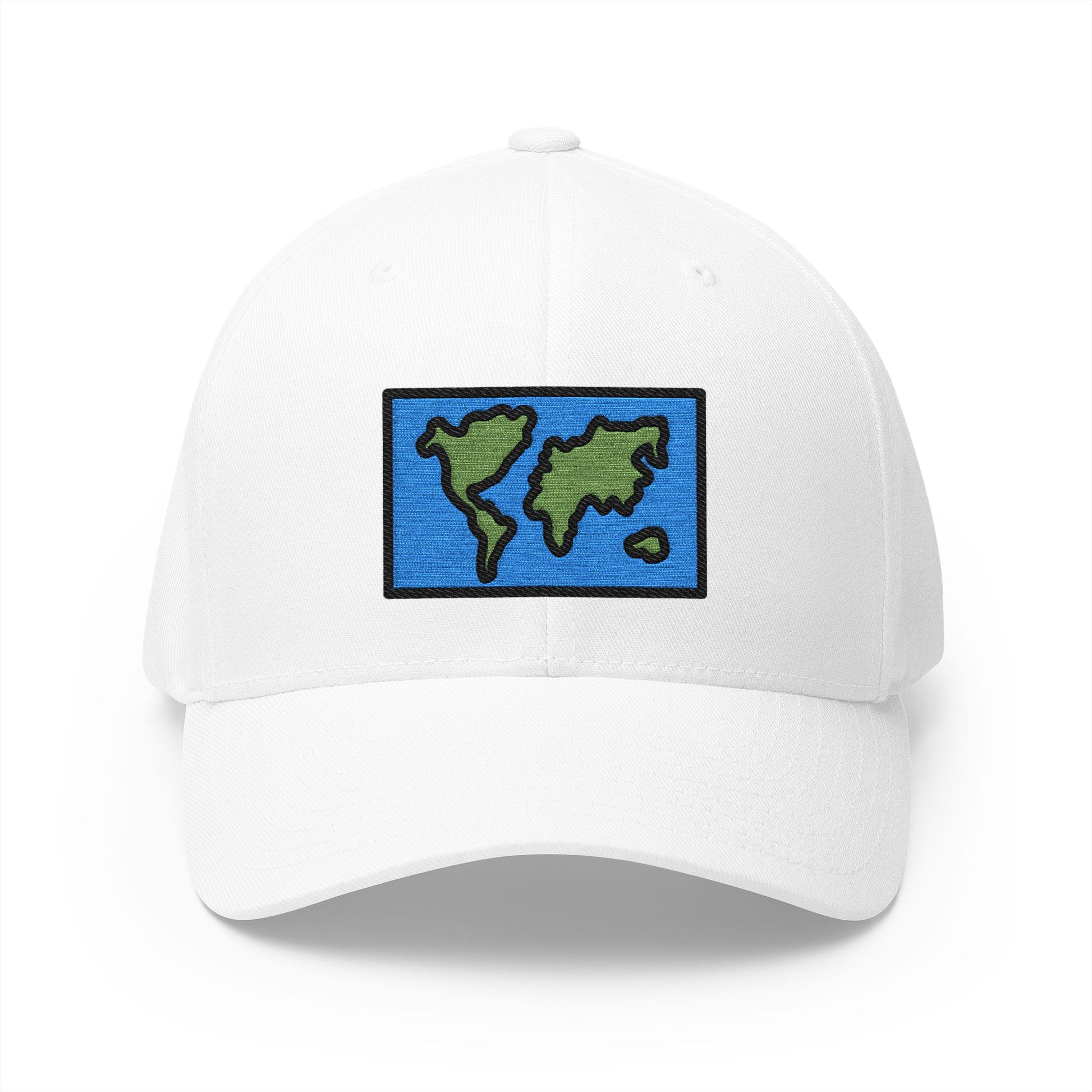 World Map Emoji White Cap – Premium by Capmoji