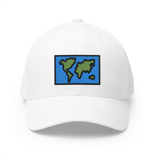 World Map Emoji White Cap – Premium by Capmoji