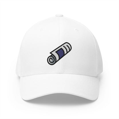 Rolled-Up Newspaper Emoji White Cap – Premium by Capmoji