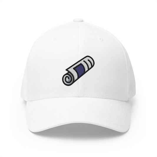 Rolled-Up Newspaper Emoji White Cap – Premium by Capmoji