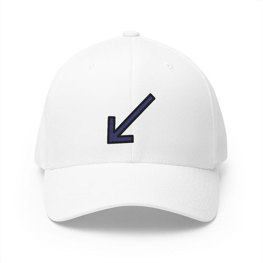 Down-Left Arrow Emoji White Cap – Premium by Capmoji