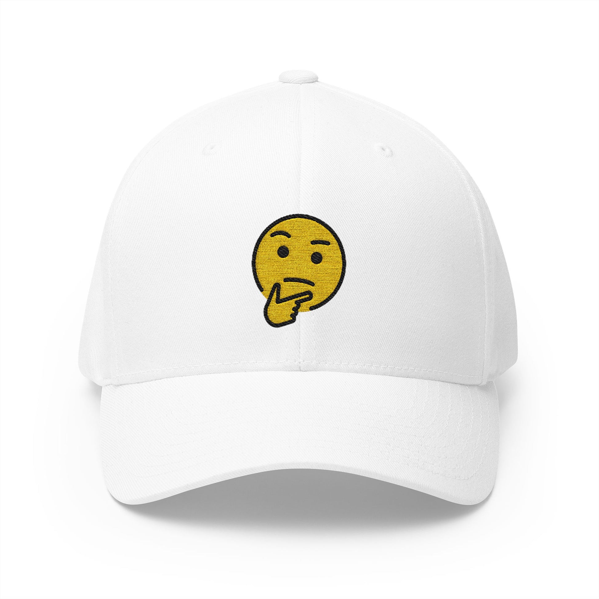 Thinking Face Emoji White Cap – Premium by Capmoji