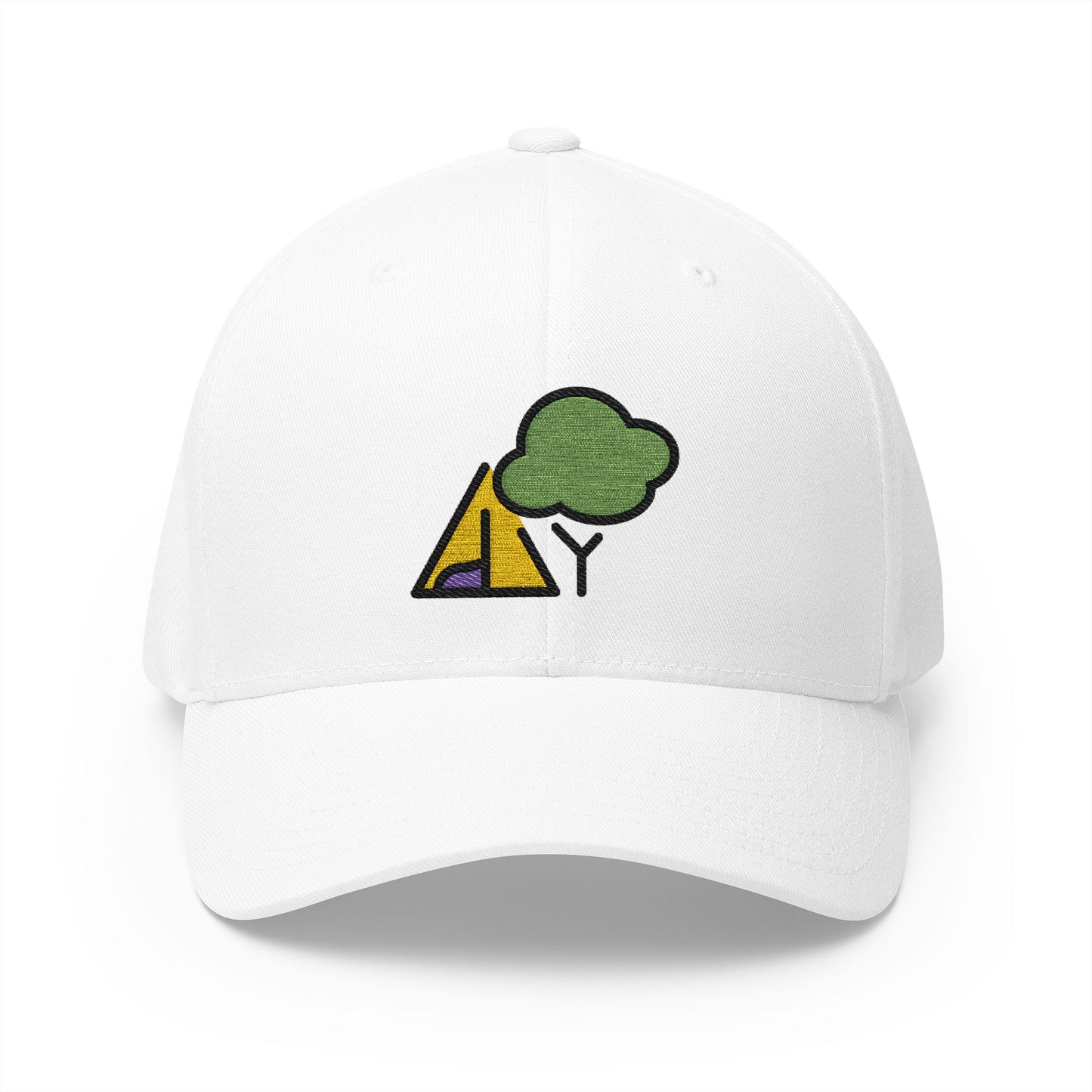 Camping Emoji White Cap – Premium by Capmoji