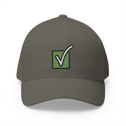 Check Mark Button Emoji Olive Cap – Premium by Capmoji