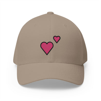 Two Hearts Emoji Khaki Cap – Premium by Capmoji