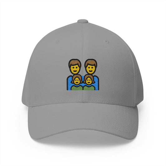 Family: Man, Man, Girl, Girl Emoji Grey Cap – Premium by Capmoji