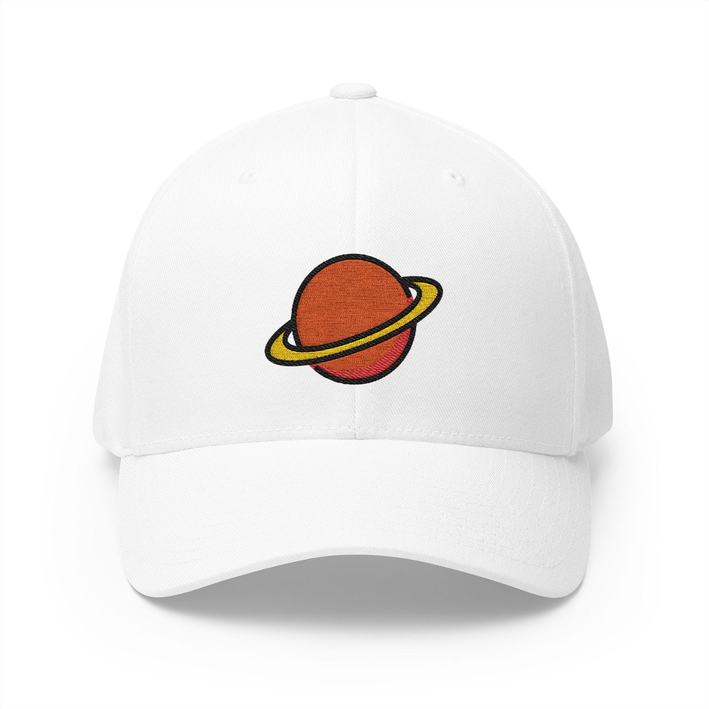Ringed Planet Emoji White Cap – Premium by Capmoji