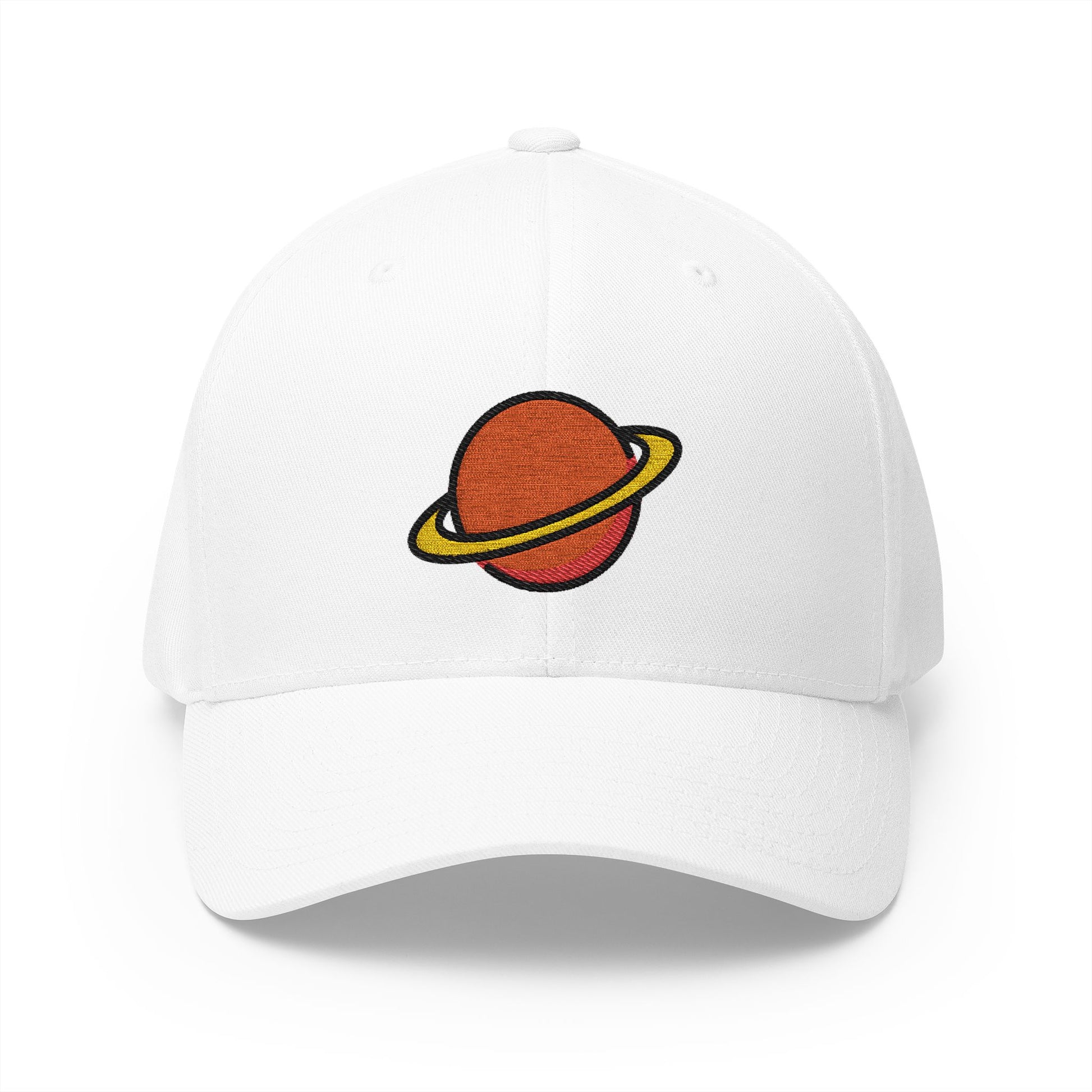 Ringed Planet Emoji White Cap – Premium by Capmoji