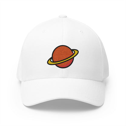 Ringed Planet Emoji White Cap – Premium by Capmoji