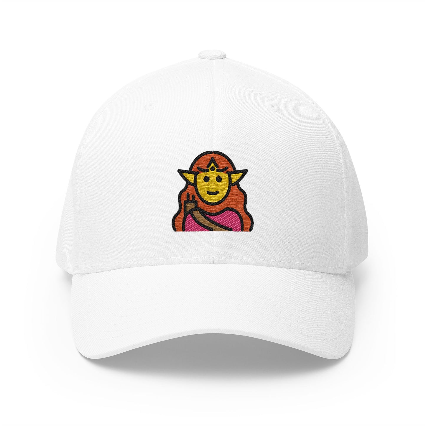 Woman Elf Emoji White Cap – Premium by Capmoji